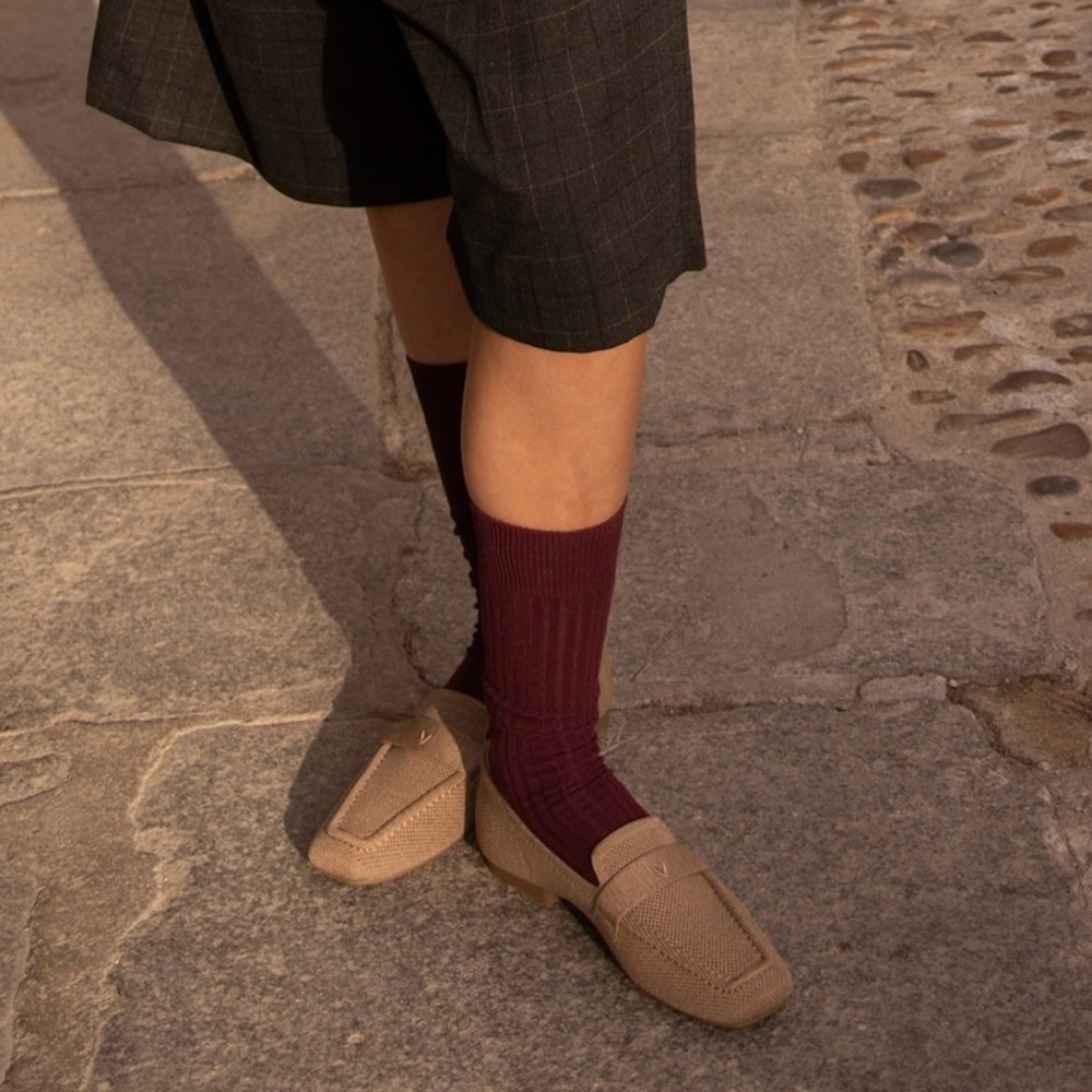 VIVAIA Silvie Brown Taupe Boned Square Toe Knit Loafers EU 39.5 US 8.5